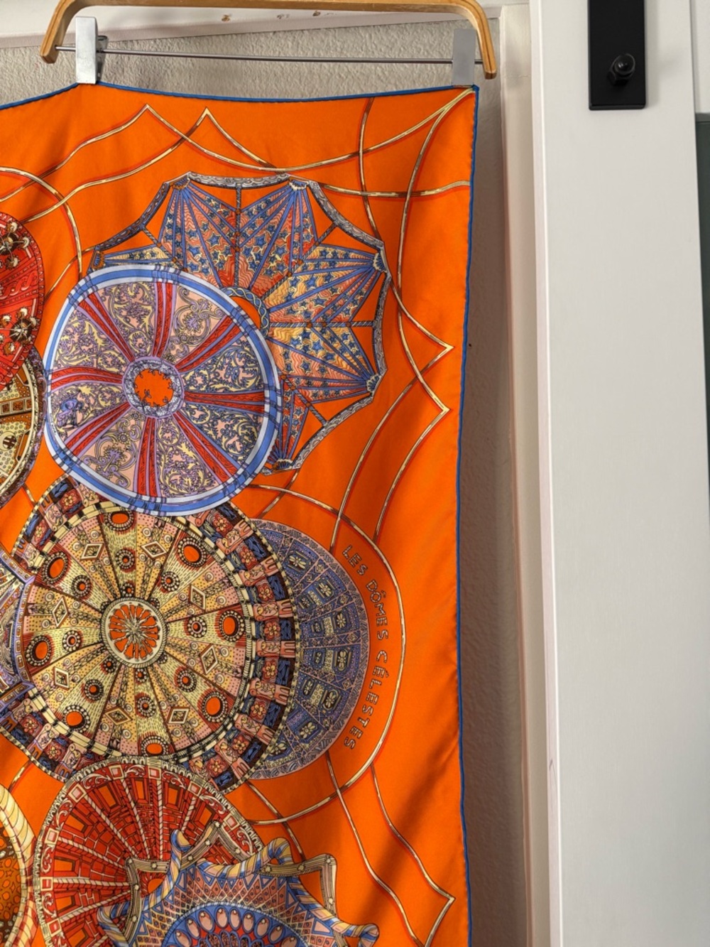 Hermès Celestial Dome Paris Orange VintageSilk Scarf with Blue and Cream Accents - Picture 7 of 10
